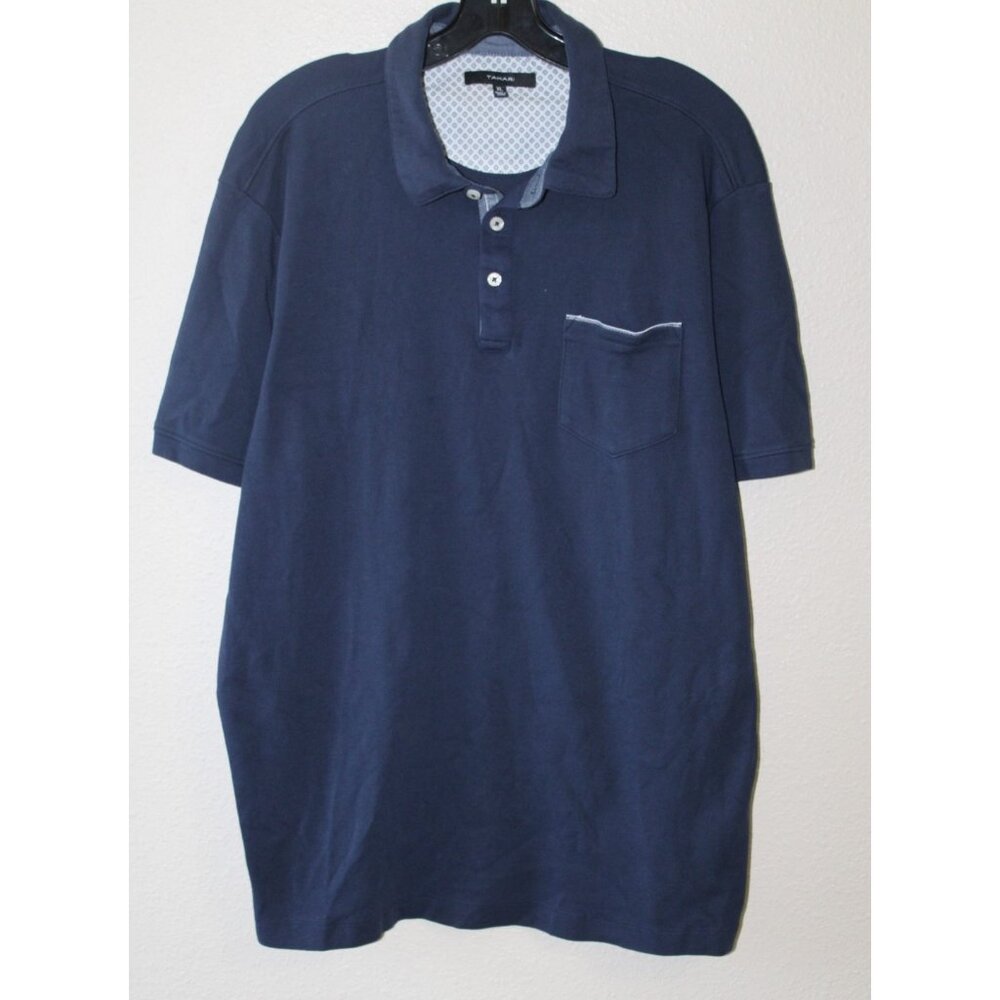 Tahari Mens Blue Short Sleeve Cotton Polo XL